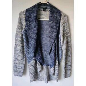 I.N.C. International Concepts Open-Front Cardigan Sweater Blue/Cream Size PL